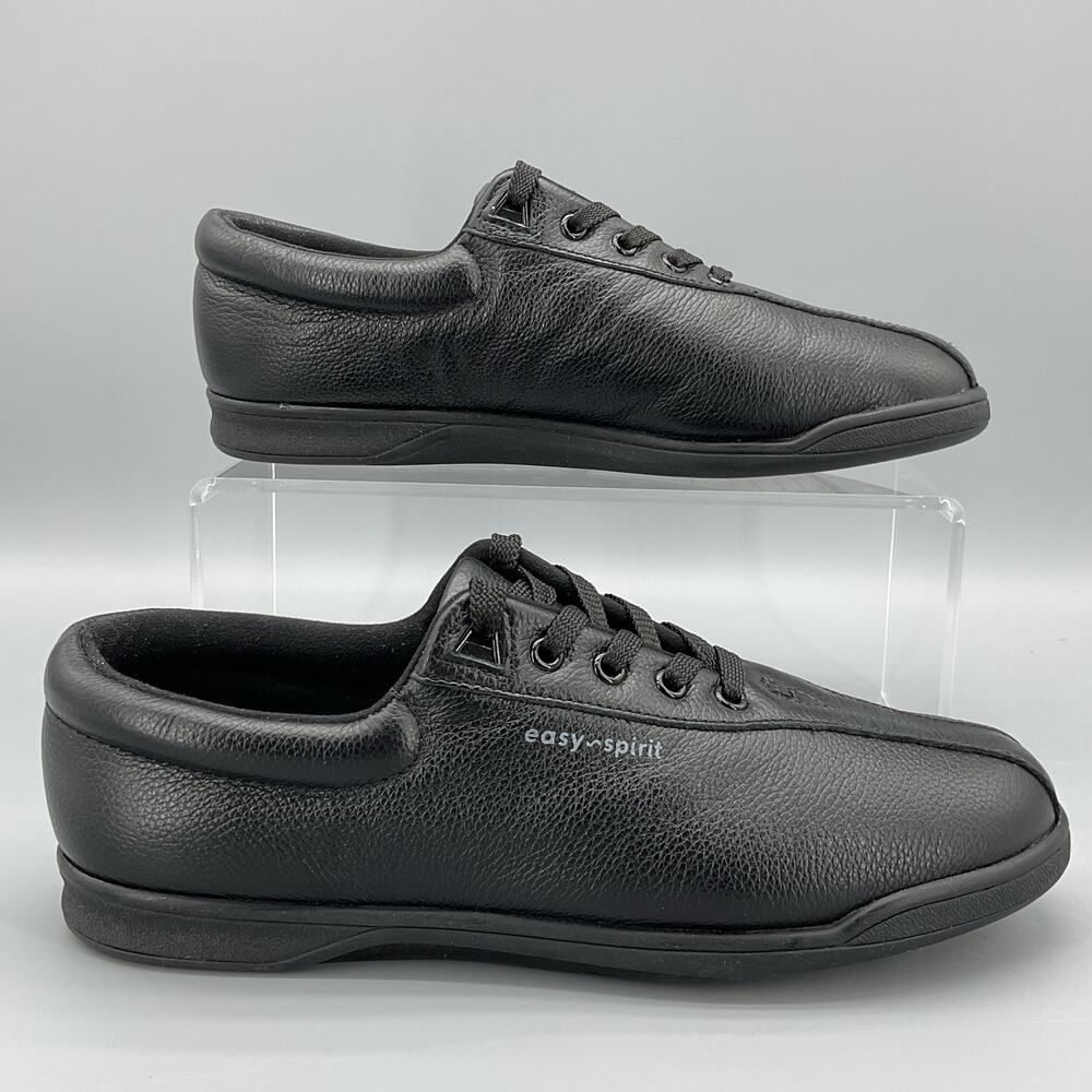 Easy Spirit Women’s AP1 Leather Sneakers Black Size 8.5M